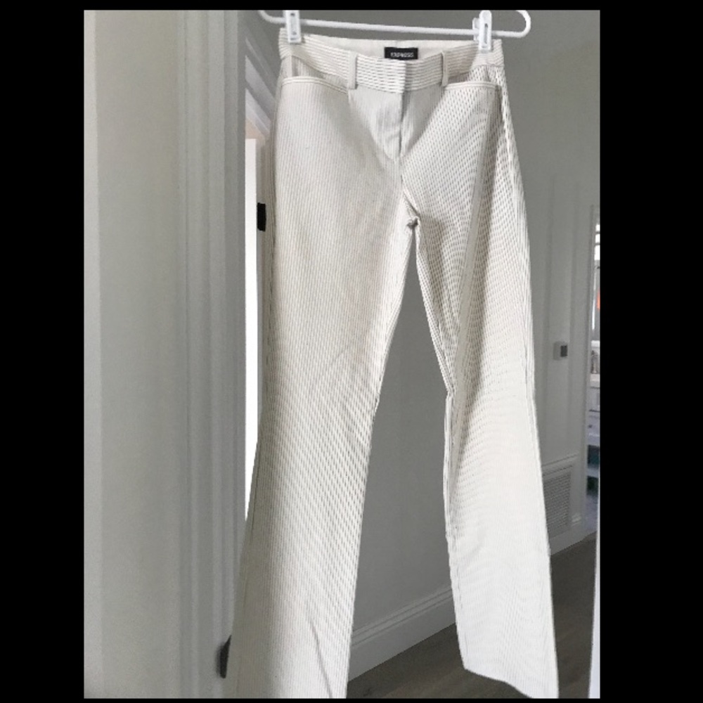 Express Cream & Black Pinstriped Pants